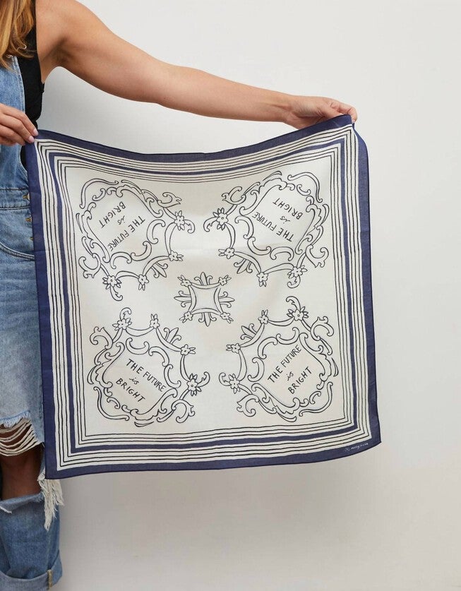 THE FUTURE IS BRIGHT BANDANA SCARF IN BLUE/WHITE, , alternate image number null
