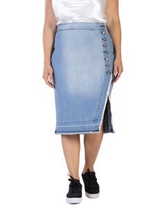 Alanis Plus Size Womens Raw Edge Slit Skirt