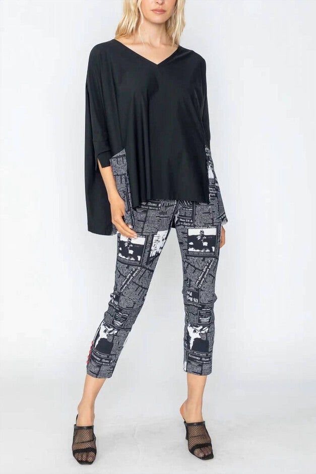 BUTTON HEM SLIM CROP PANT IN BLACK, Black / Black, hi-res image number null