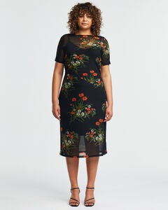 Bouquet Black Floral Mesh Dress