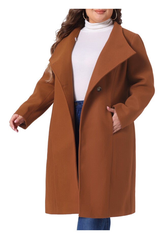 Classic Stand Collar Long Trench Coat, Brick Red / Terracotta, alternate image number null
