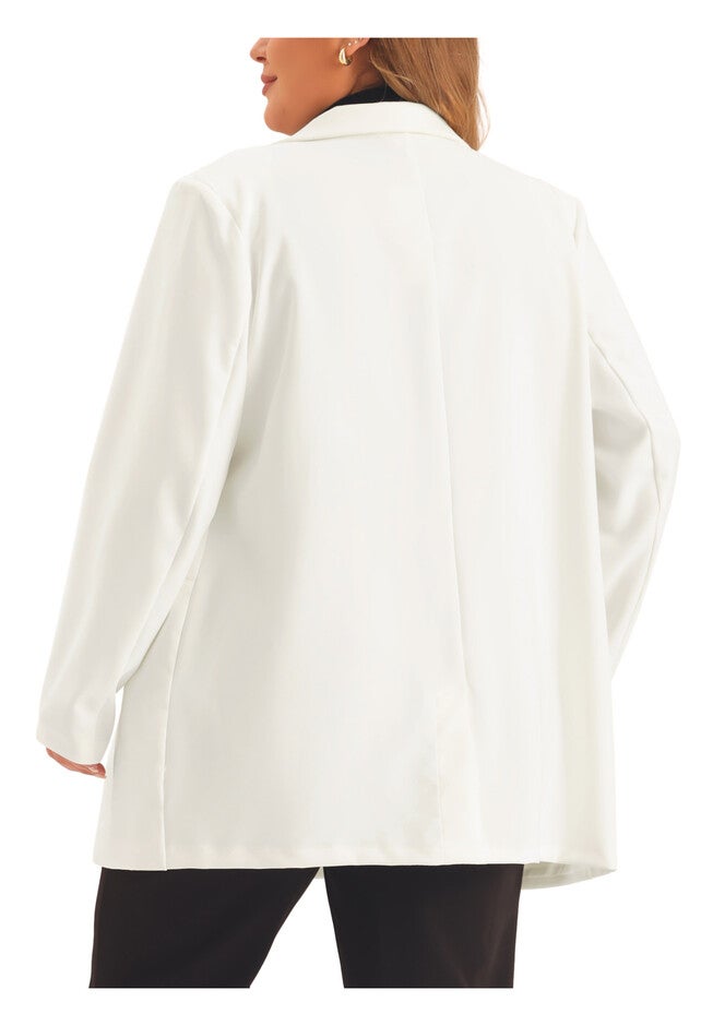 LAPEL BUTTON OFFICE WORK BLAZER, White / White, alternate image number 3