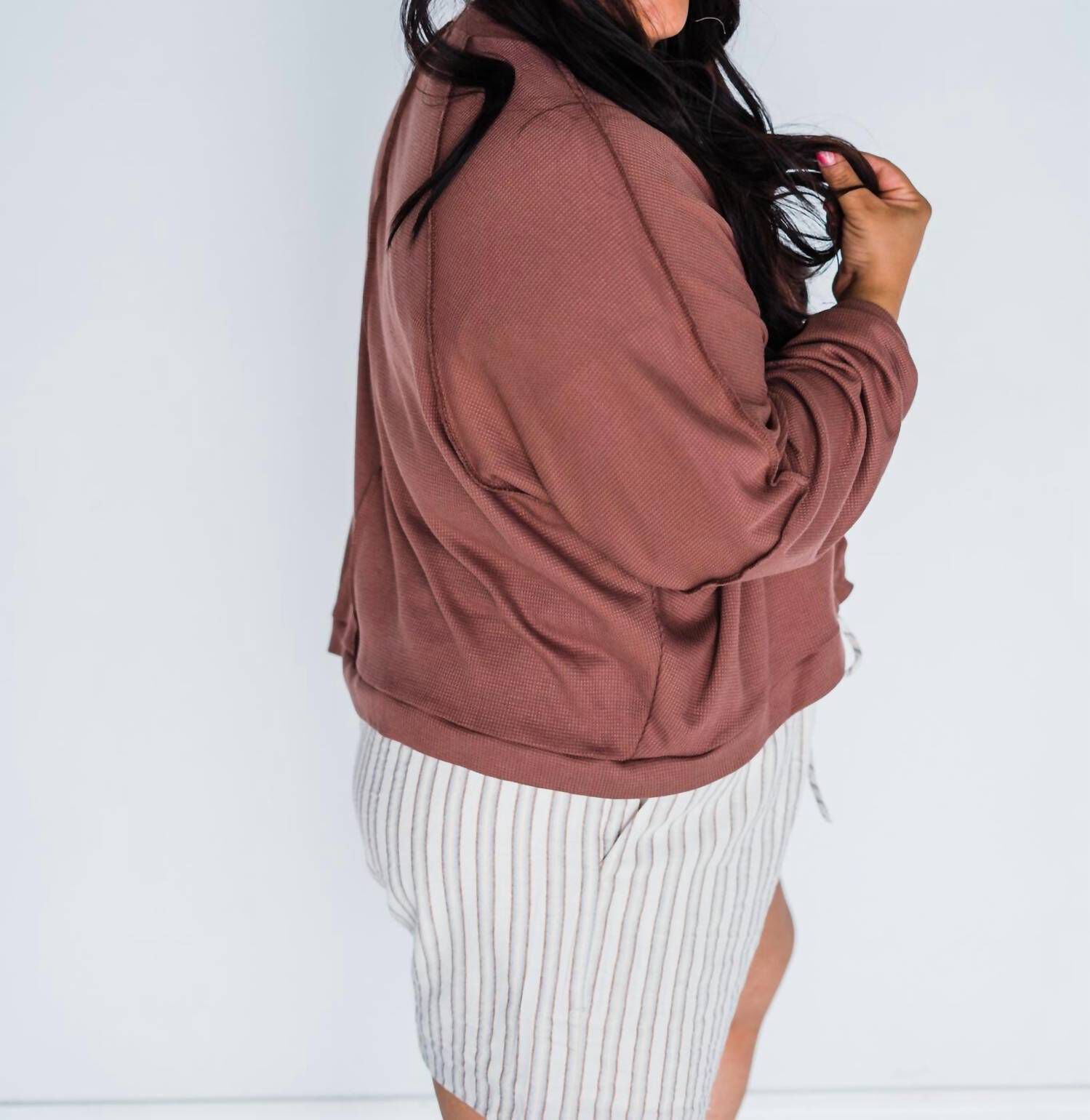 HOT 'N COLD THERMAL CARDIGAN IN MAUVE, , alternate image number 4
