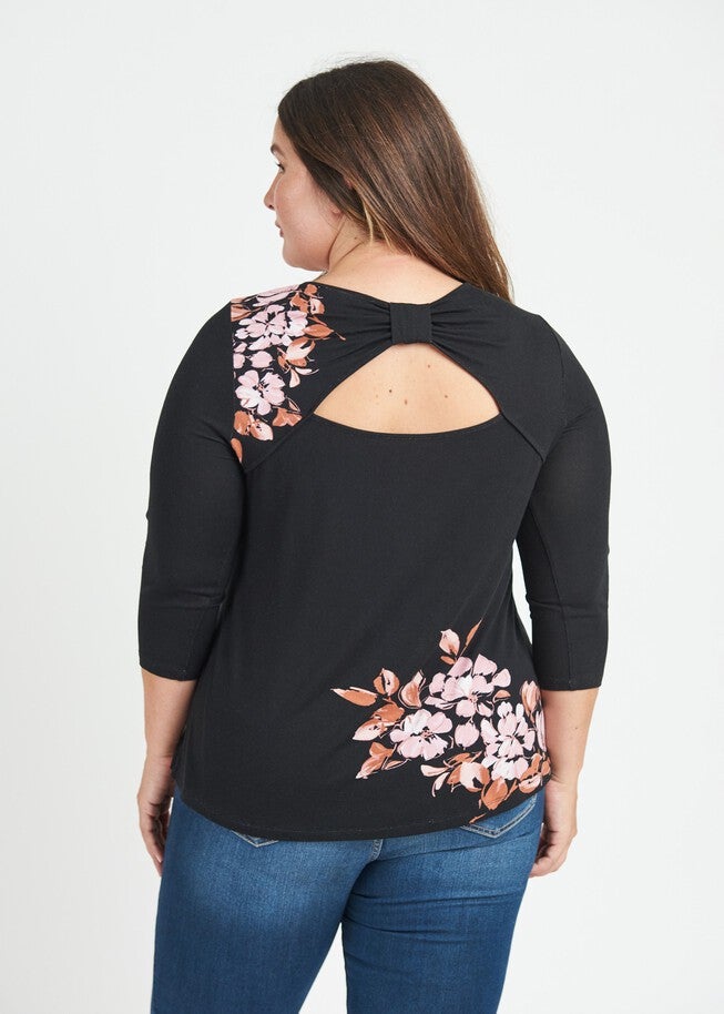 Lindsey Floral Knit Top with Open Back Yoke, , alternate image number 8