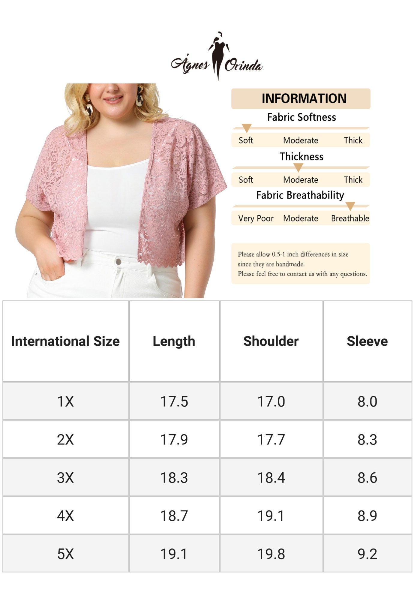 OPEN FRONT SHORT SLEEVE CROCHET LACE CROPPED BOLERO SHRUG CARDIGAN, Pink / Pink, alternate image number 4