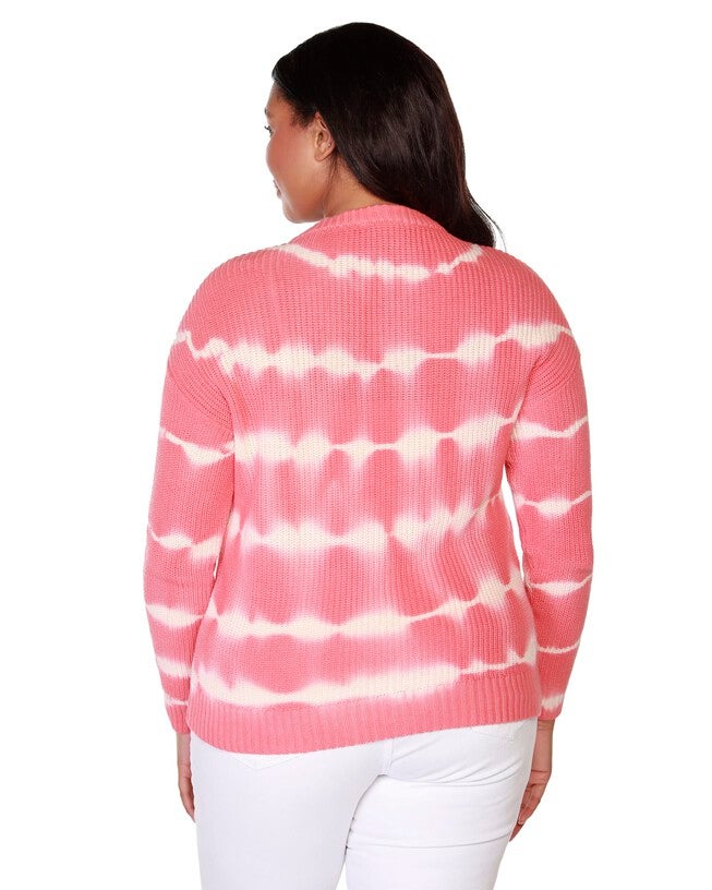 Kayla Tie-Dye Lace-up Sweater, TeracottaWhite / Pink, alternate image number null