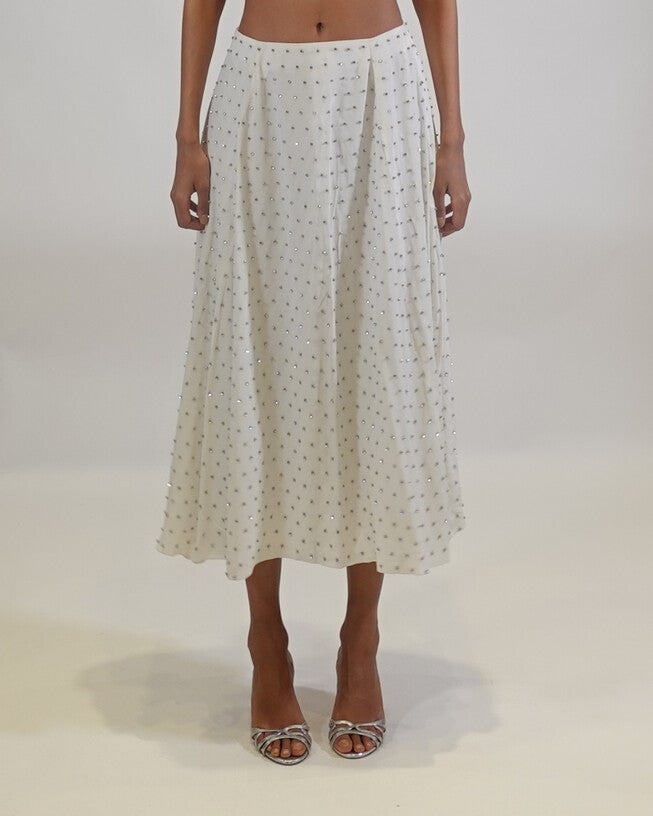 Emma Embellished Midi Skirt, White / White, hi-res image number null