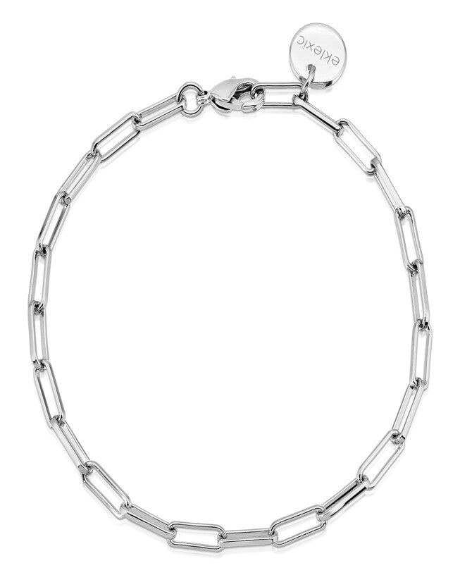 Silver Elongated Link Chain Bracelet 9 inches Silver, Silver / Silver, hi-res image number 0