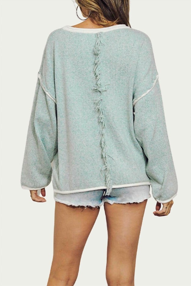 RIBBED-KNIT CREWNECK SWEATER IN LIGHT BLUE, Light Blue / Light Blue, alternate image number null