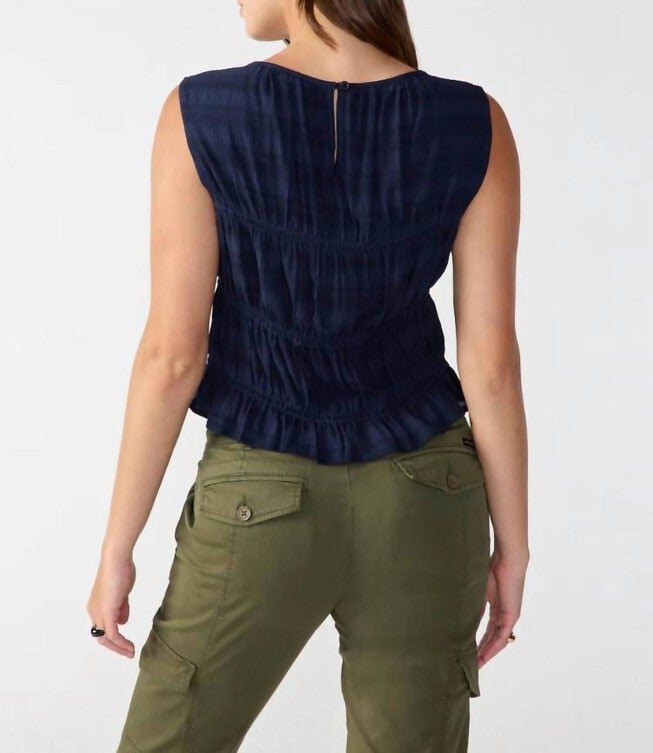 SLEEVELESS SOFT SMOCK TOP IN NAVY, , alternate image number null