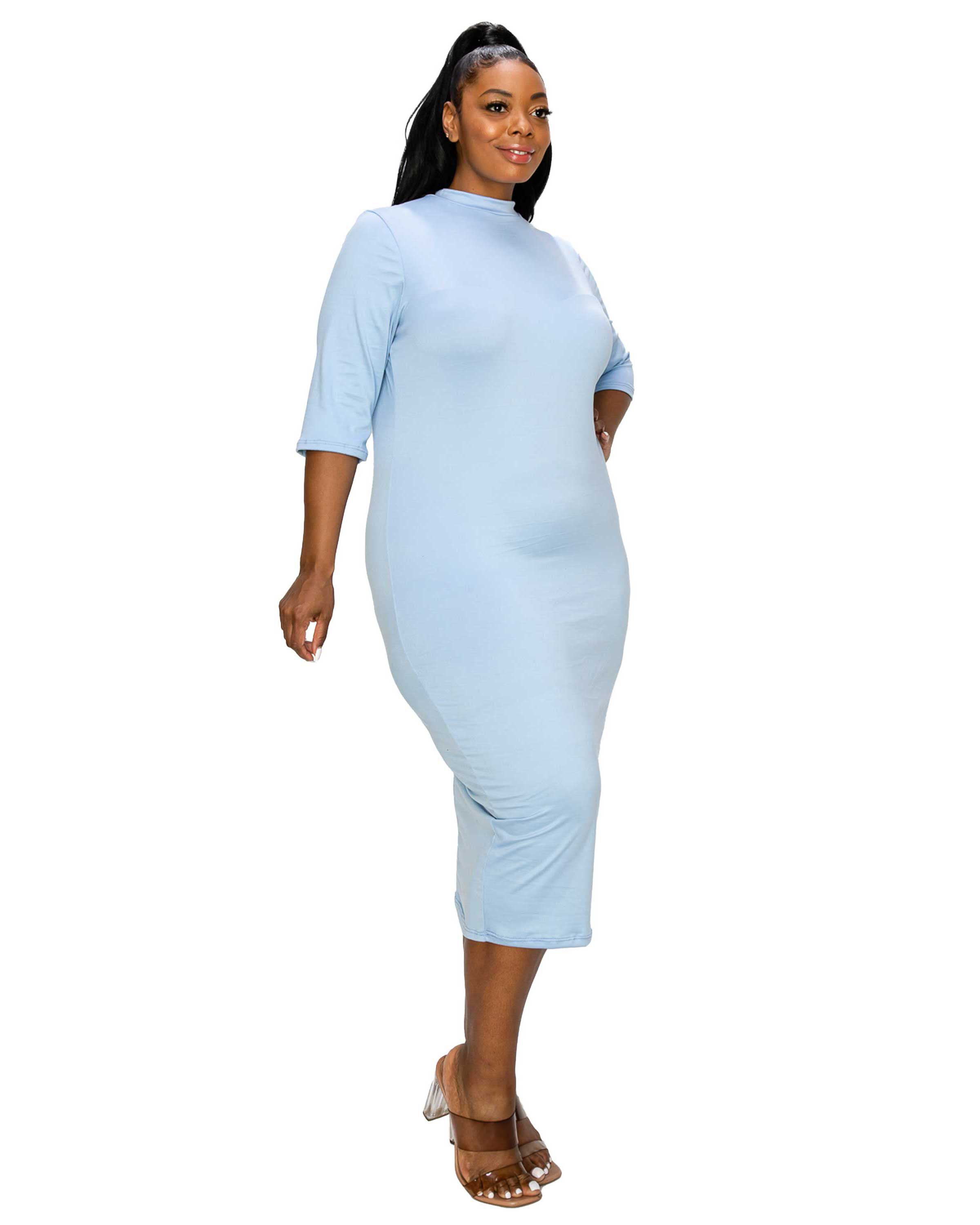 MONA MIDI DRESS, Sky Blue / Light Blue, alternate image number 1