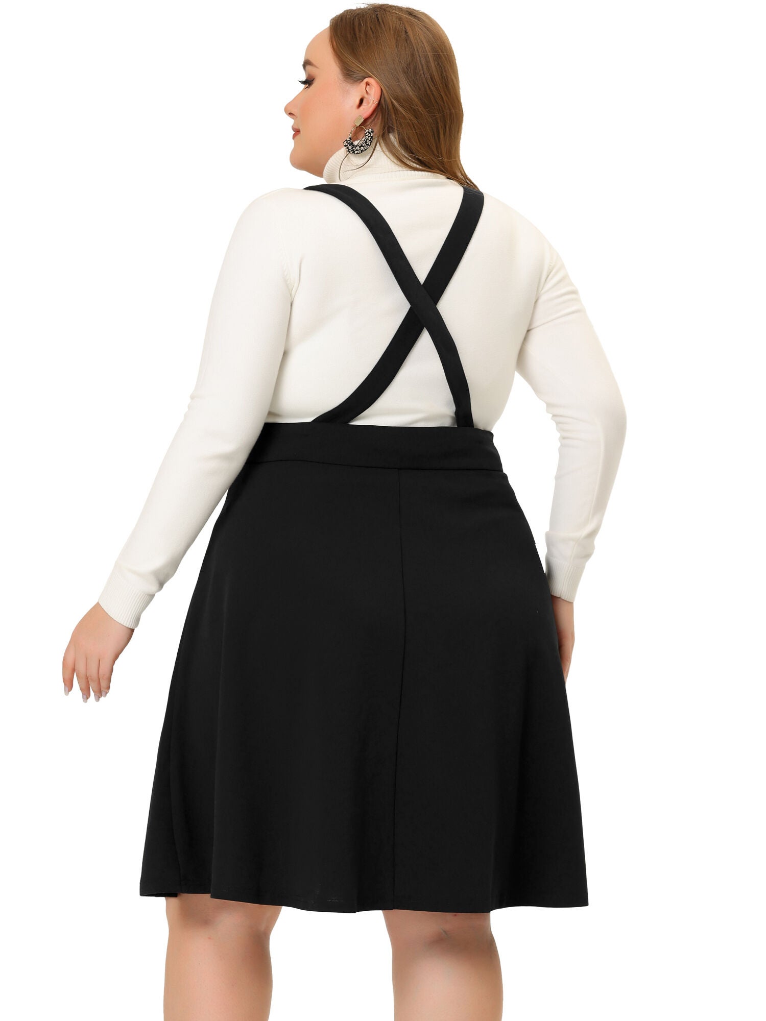 Overall Suspender Braces Dress Detachable Strap Short Skirt, Black / Black, alternate image number 3