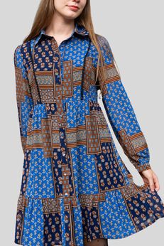 Annick - Anouk Shirt Dress Patchwork Boho Chic Navy