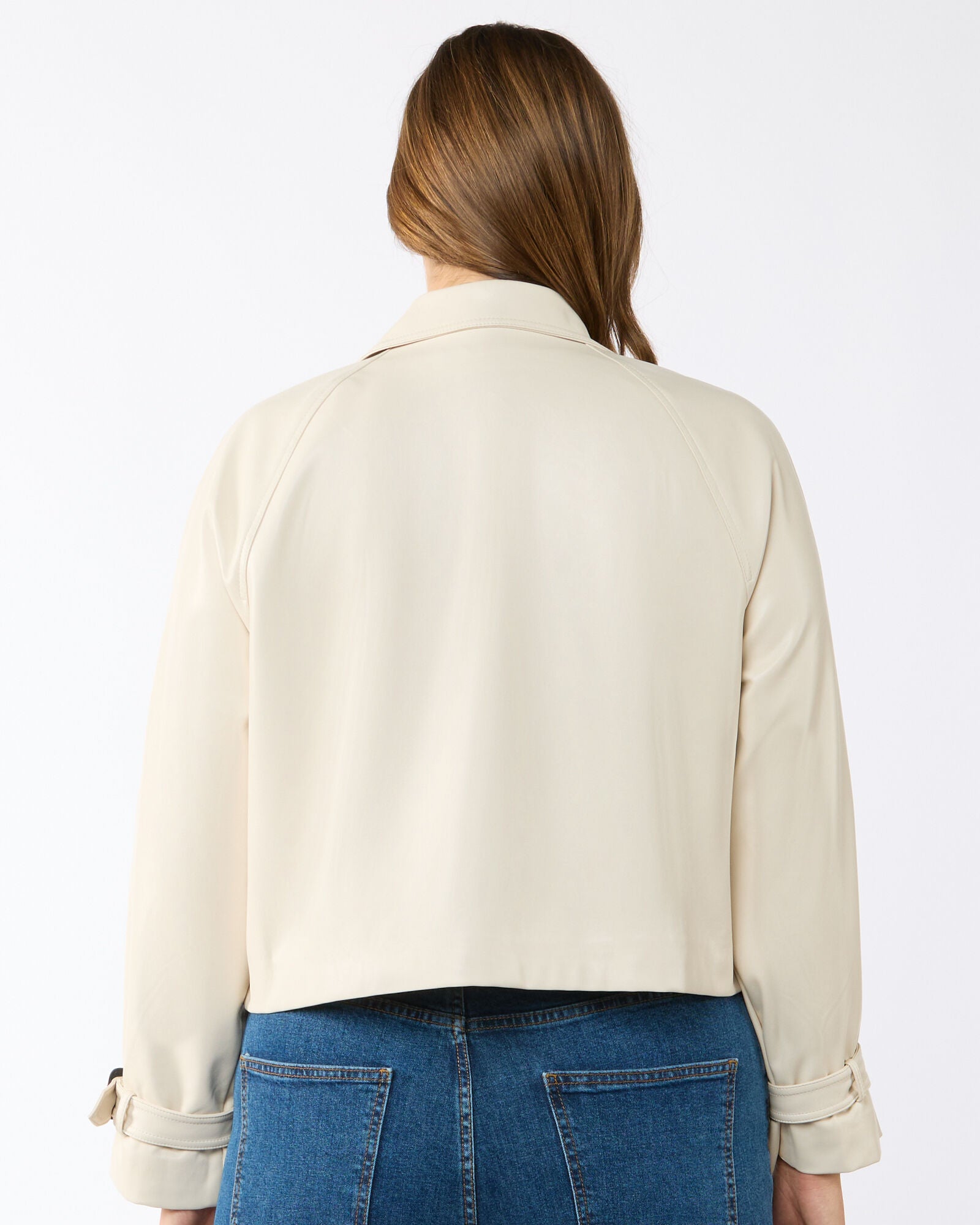 Karma PU Leather Biker Jacket, Ivory / Ivory, alternate image number 3