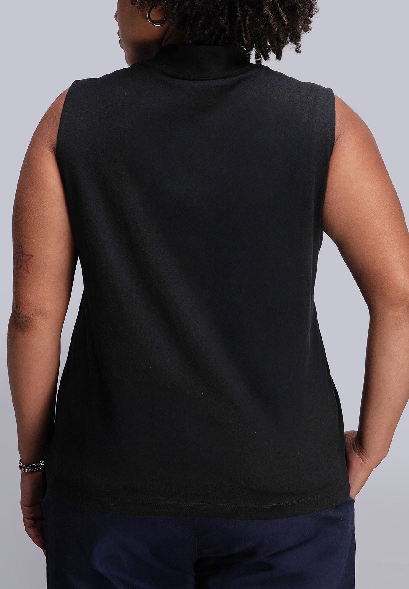 The Everyday Mock Neck Tank, BLACK / Black, alternate image number 2