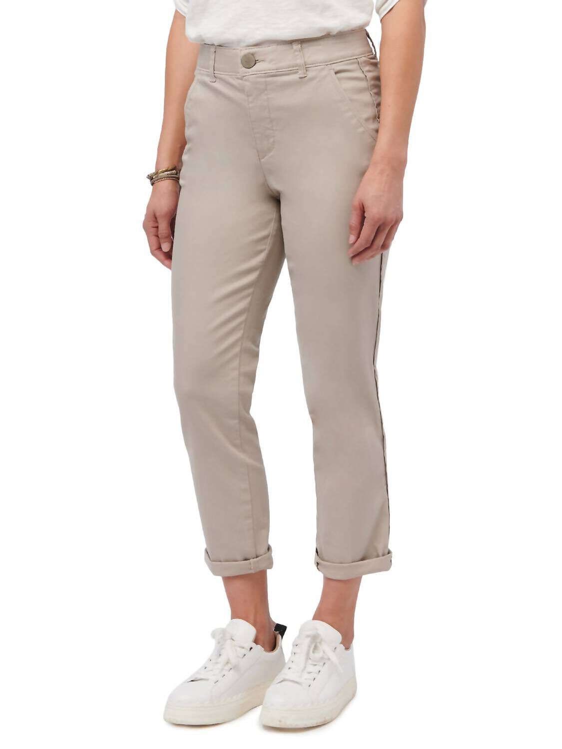 High Rise Roll Cuff Trouser, Taupe / Beige, hi-res image number 0