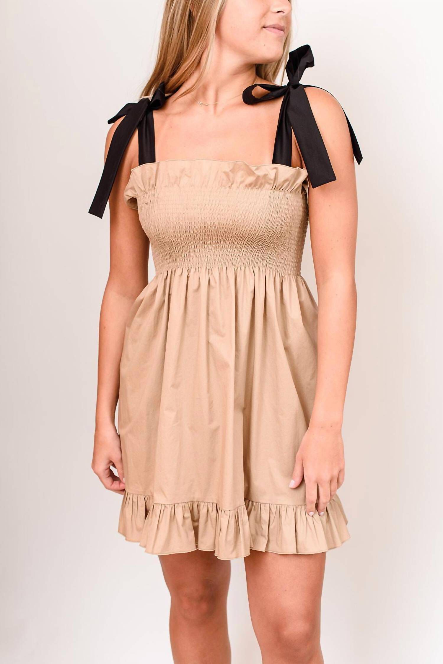 PATTI MINI DRESS IN BLACK/BEIGE, BlackBeige / Beige, hi-res image number 0