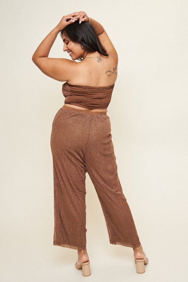 Megan Cut-Out Jumpsuit, Chocolate Holiday Mesh / Brown, alternate image number 4