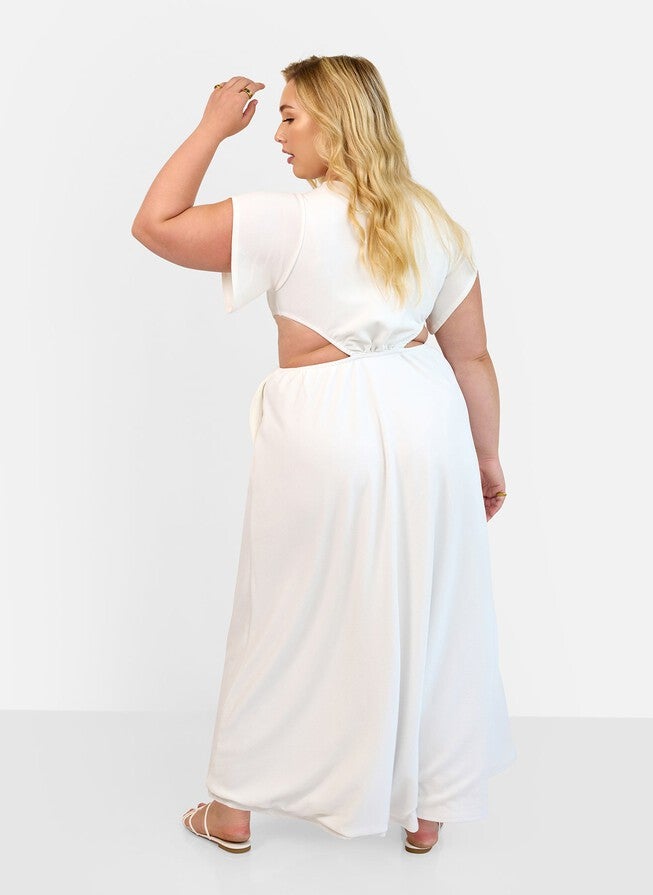 BLANCHE CUT OUT MAXI DRESS, White / White, alternate image number 3