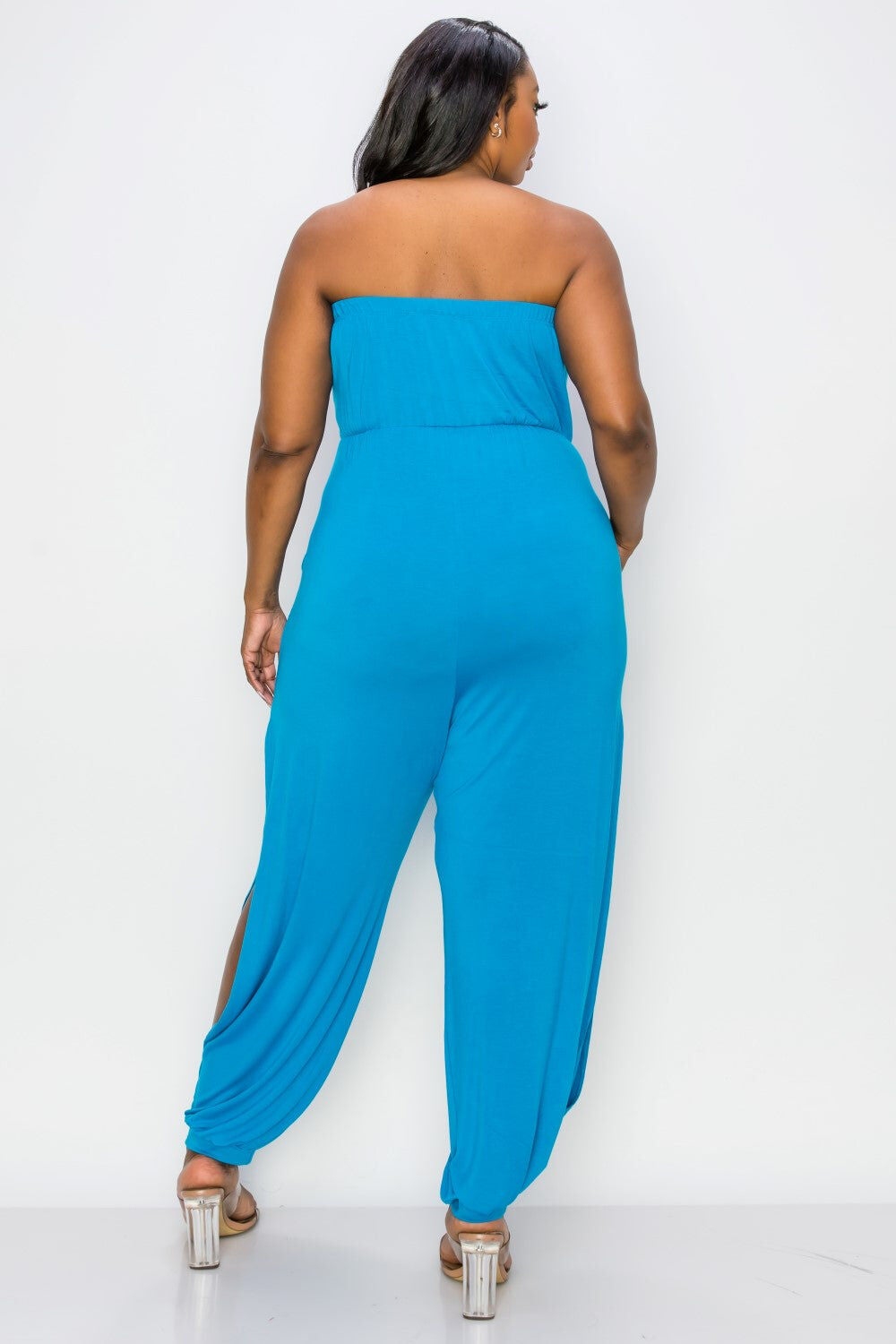 LILLIAN SLEEVELESS JUMPSUIT, Turquoise / Turquoise, alternate image number 2