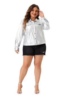 METALLIC MOTO BIKER HOLOGRAPHIC SHINY JACKET