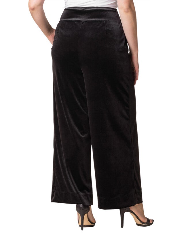 VELVET LUXE WIDE LEG PANTS, ONYX / Black, alternate image number 1