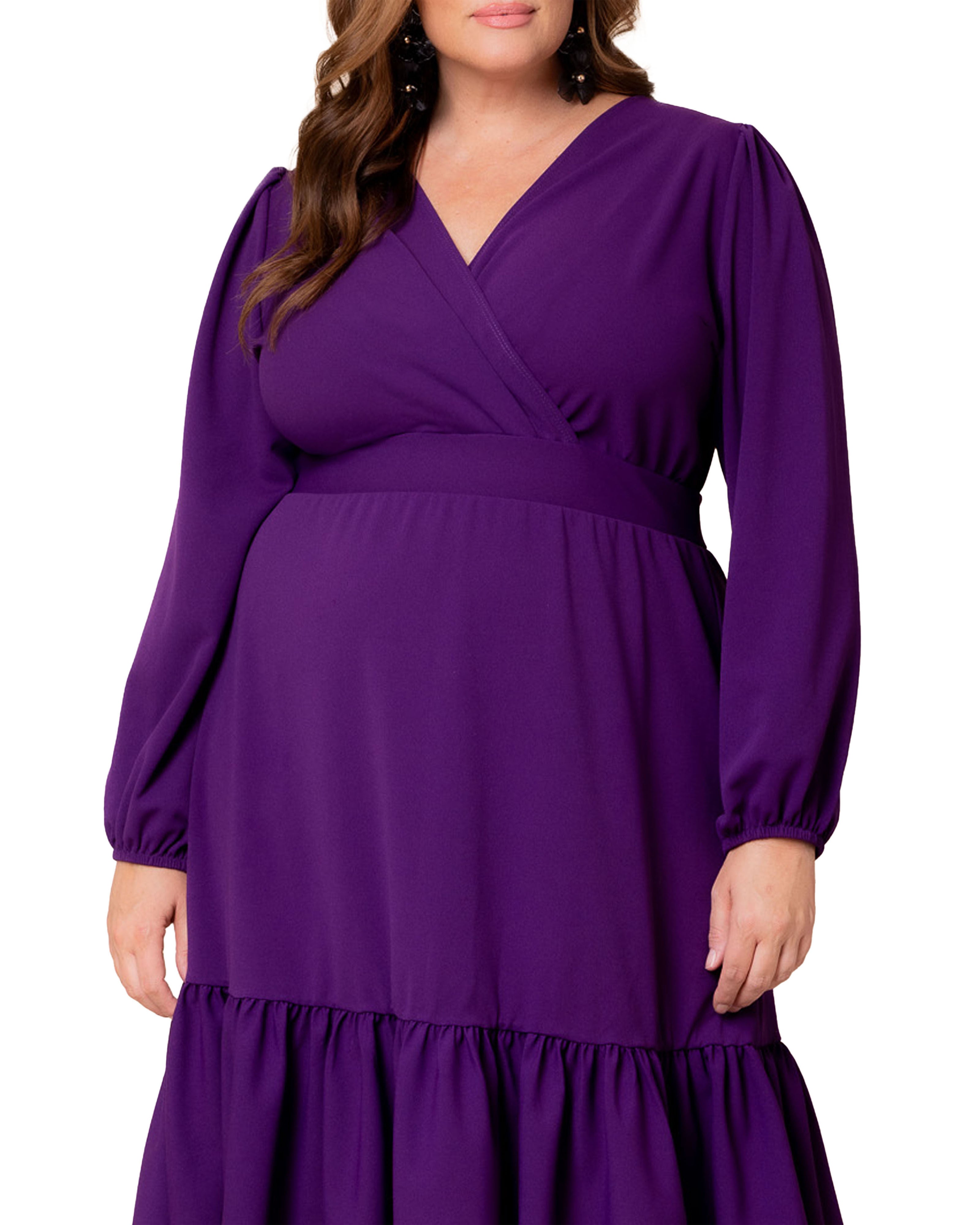 PORTIA LONG SLEEVE DRESS, DEEP VIOLET / Purple, alternate image number 2