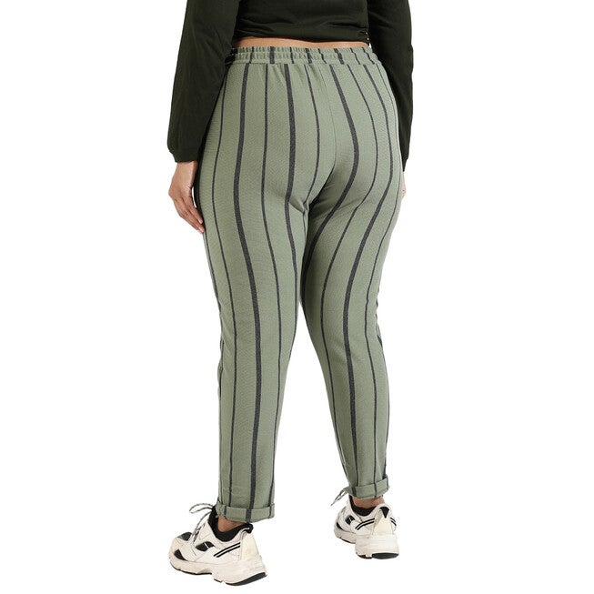 Women Olive Striped Active & Evening Trackpant, , alternate image number null