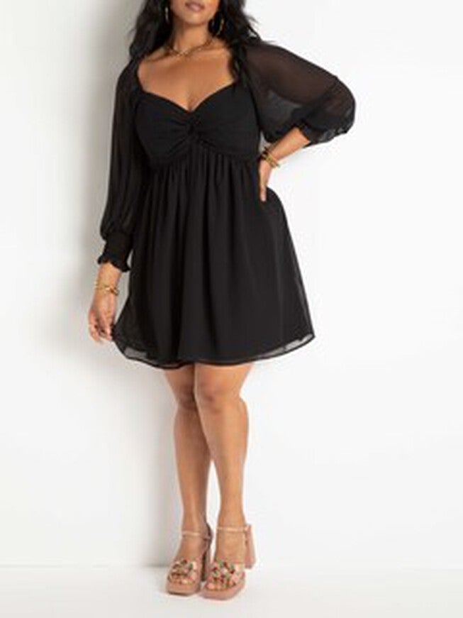 Eva Twisted Bodice Mini Dress, Black / Black, hi-res image number null