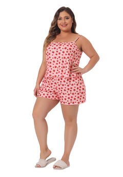 Strawberry Pattern Cami Shorts Sleepwear Set
