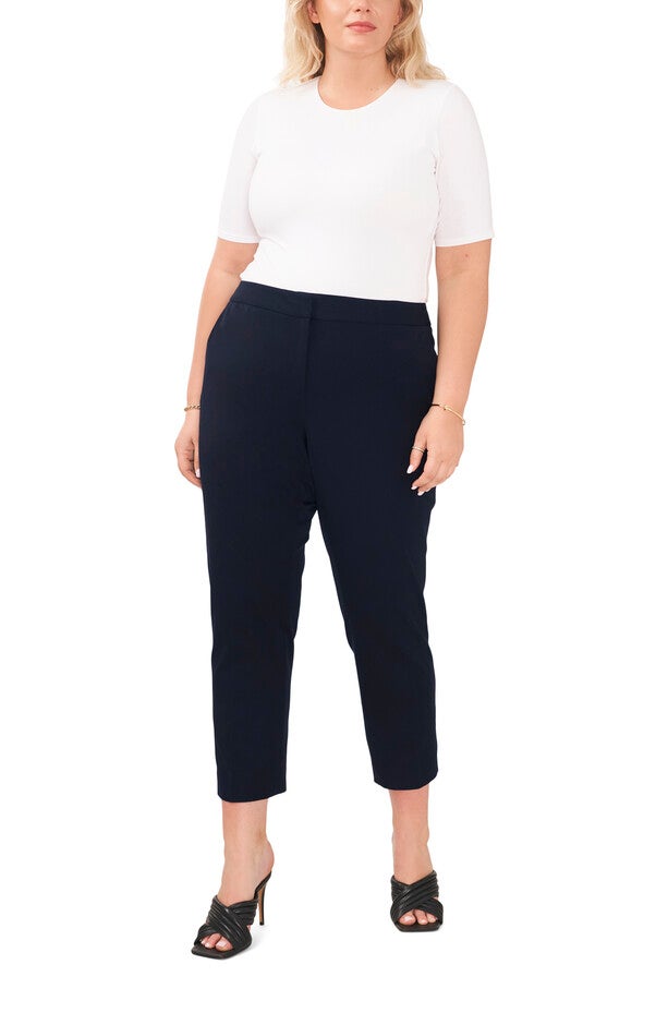 Front Zip Slim Leg Bi-Stretch Twill Pant, Classic Navy / Navy, hi-res image number null