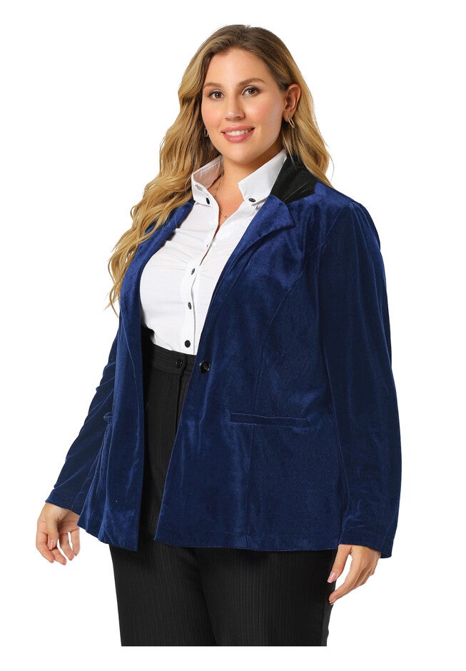 VELVET LAPEL SUIT BLAZER, Royal Blue / Navy, alternate image number 3
