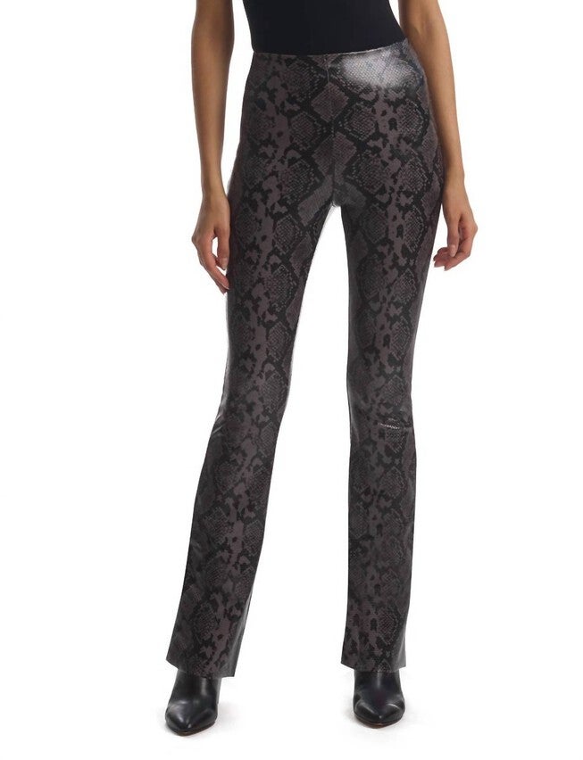 Faux Leather Animal Flared Legging In Gray Snake, Gray Snake / Warm Grey, hi-res image number null