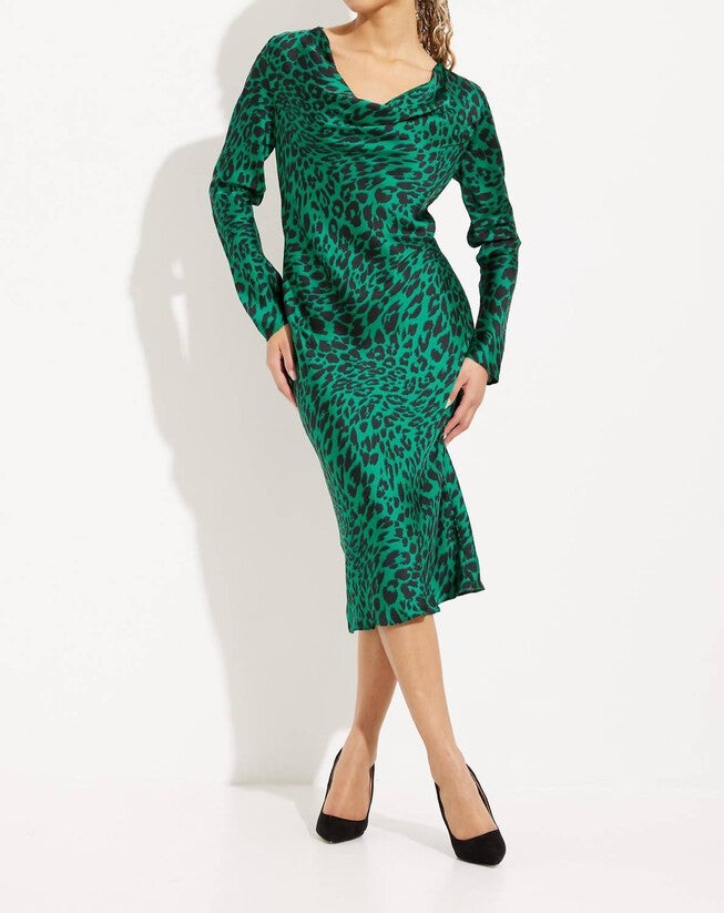LEOPARD PRINT SHEATH DRESS IN BLACK/GREEN/MULTI, BlackGreenMulti / Black, hi-res image number null