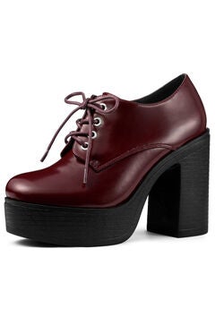 PLATFORM LACE UP CHUNKY HEEL BOOTIES
