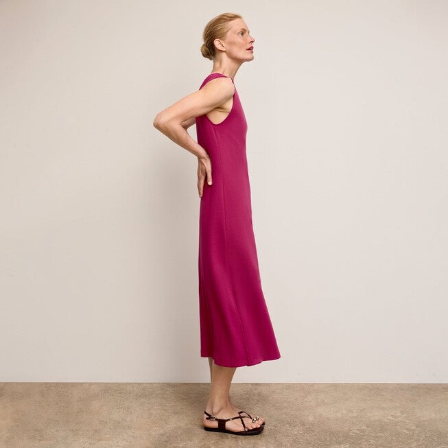 Milano Drape Dress - Plush Pima, Dark Fuchsia / Deep Fuchsia, alternate image number 3