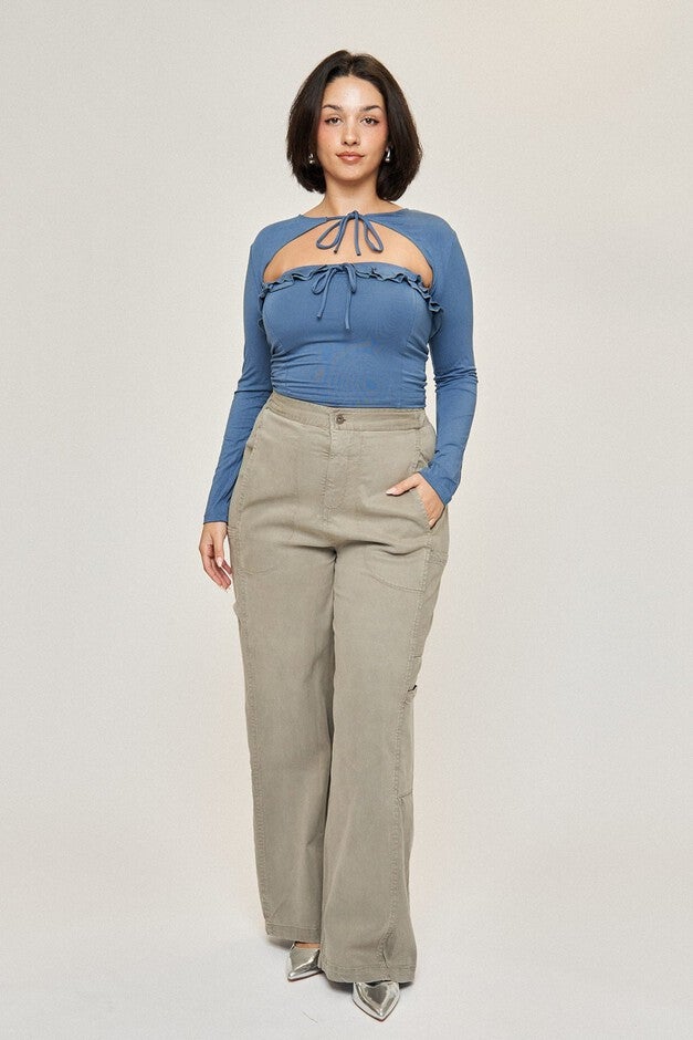 Isabelle Tie-Front Shrug, Denim Blue / Dusty Blue, alternate image number 3