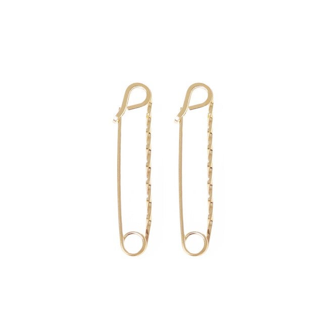 Medium Twisted Safety Pin Earrings Gold, Gold / Gold, hi-res image number null