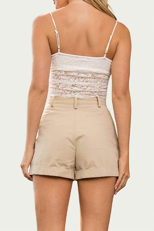 Jane Exposed-Pocket Cotton-Twill Shorts In Taupe, , alternate image number null