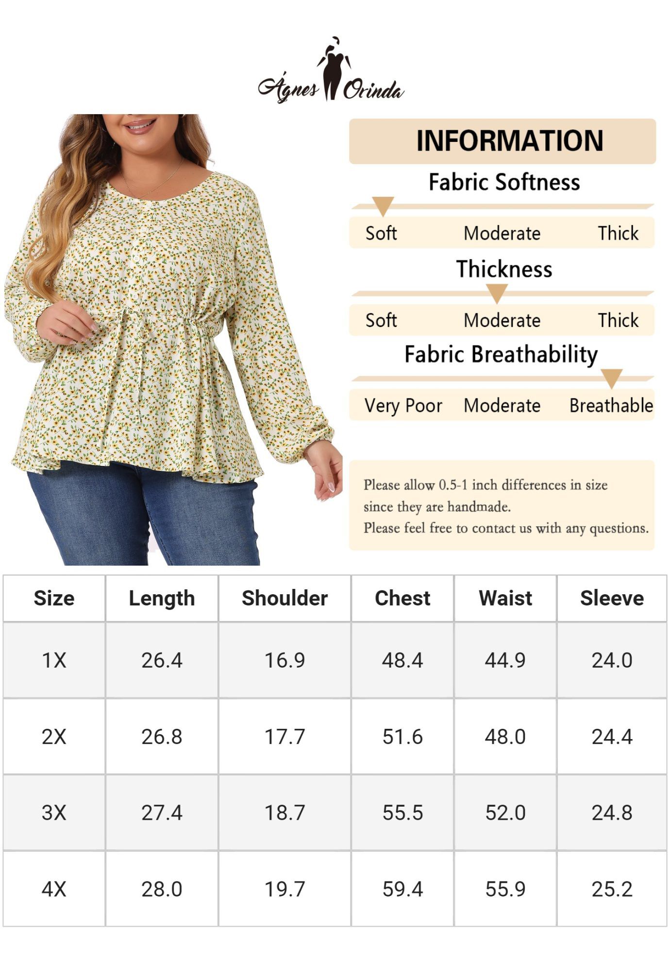 Floral Print Long Sleeves Belt Tie Ruffle Casual Peplum Top, Yellow / Yellow, alternate image number 4