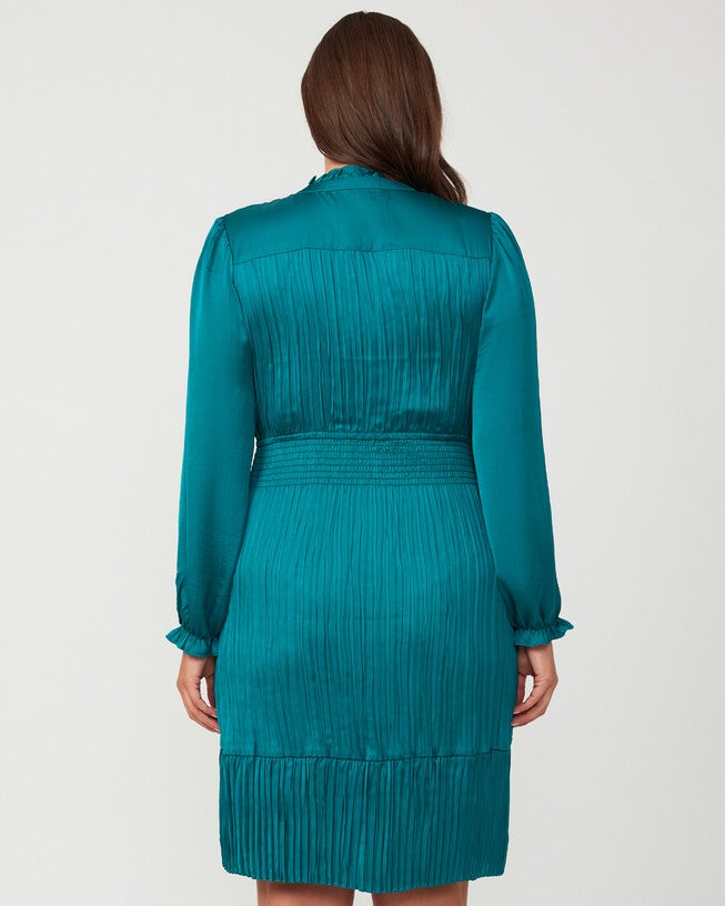 Nina Shirred Dress, Everglade / Turquoise, alternate image number 3