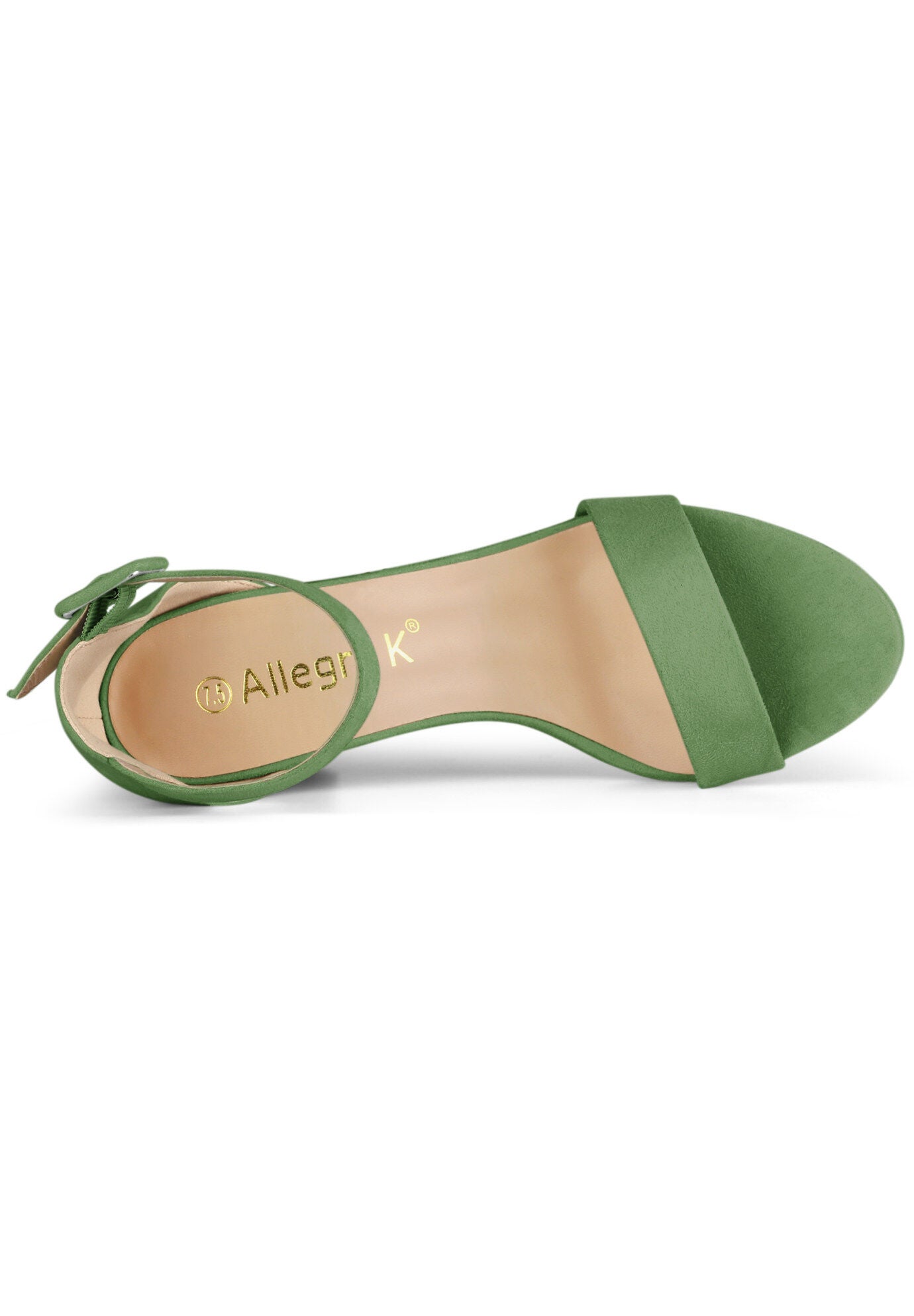 Open Toe Ankle Buckle Strap Block High Heel Sandals, Olive Green / Olive Green, alternate image number 3