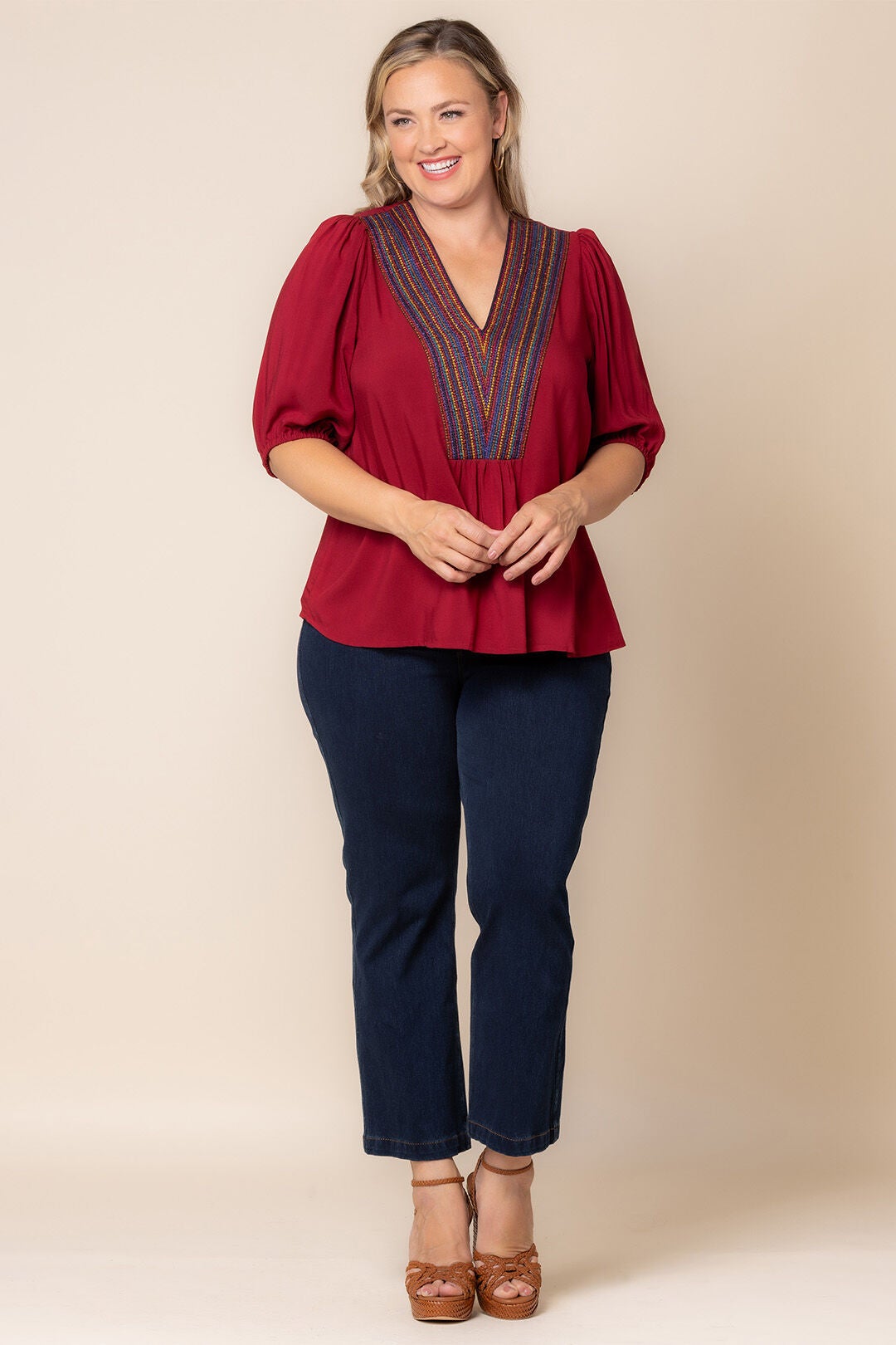 Tacoma Trim Neckline Top, CRIMSON RED / Red, alternate image number 4