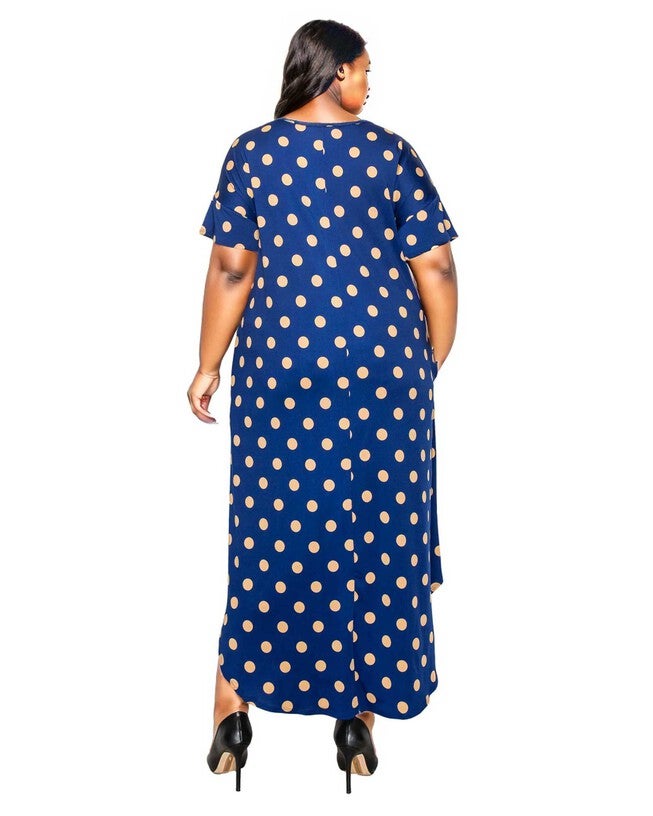 MONICA POLKA DOT DRESS, Navy Taupe / Navy, alternate image number 1