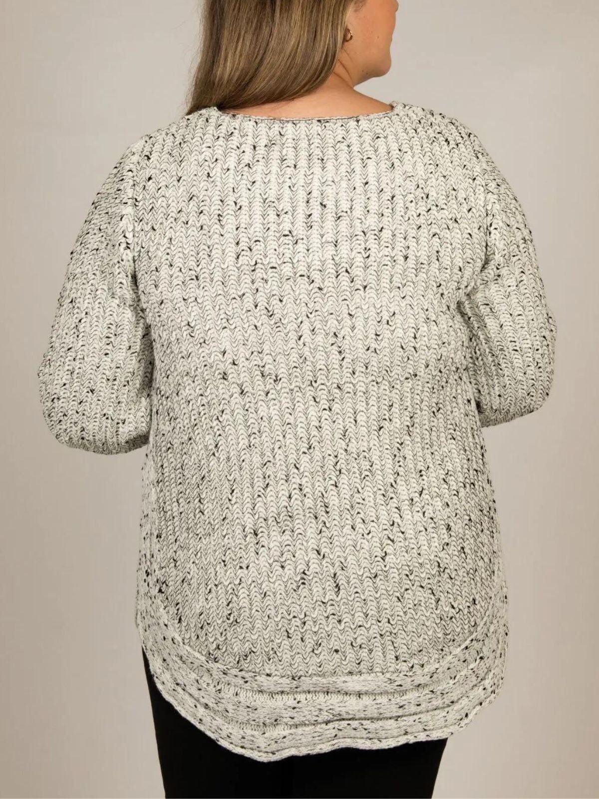 Elodie Mix Ribbed Knit Mix Sweater, Ivory / Ivory, alternate image number 2