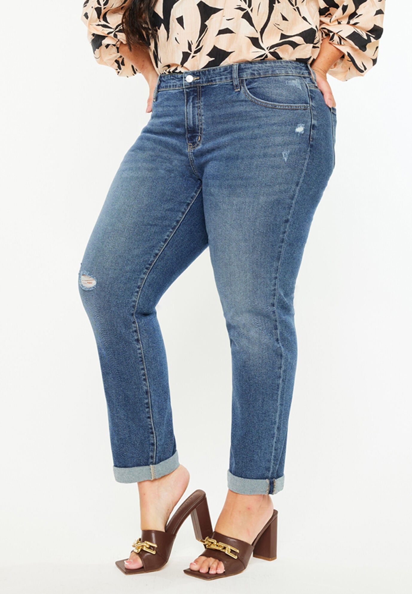 Harper Essentials Mid Rise Slim Straight Jean (Plus Size), Dark Wash / Dark Wash, alternate image number 3