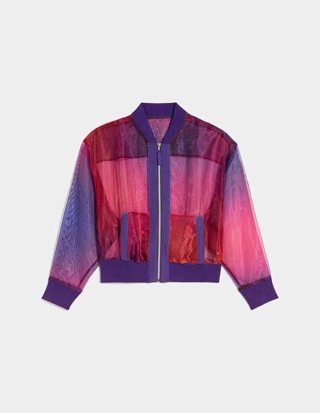 Sunset Sheer Bomber Jacket, Sunset Gradient / Raspberry, hi-res image number 0
