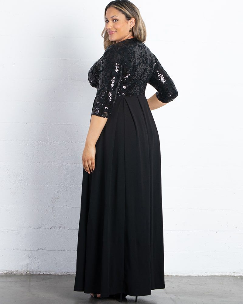 Paris Pleated Sequin Gown, ONYX / Black, alternate image number 4
