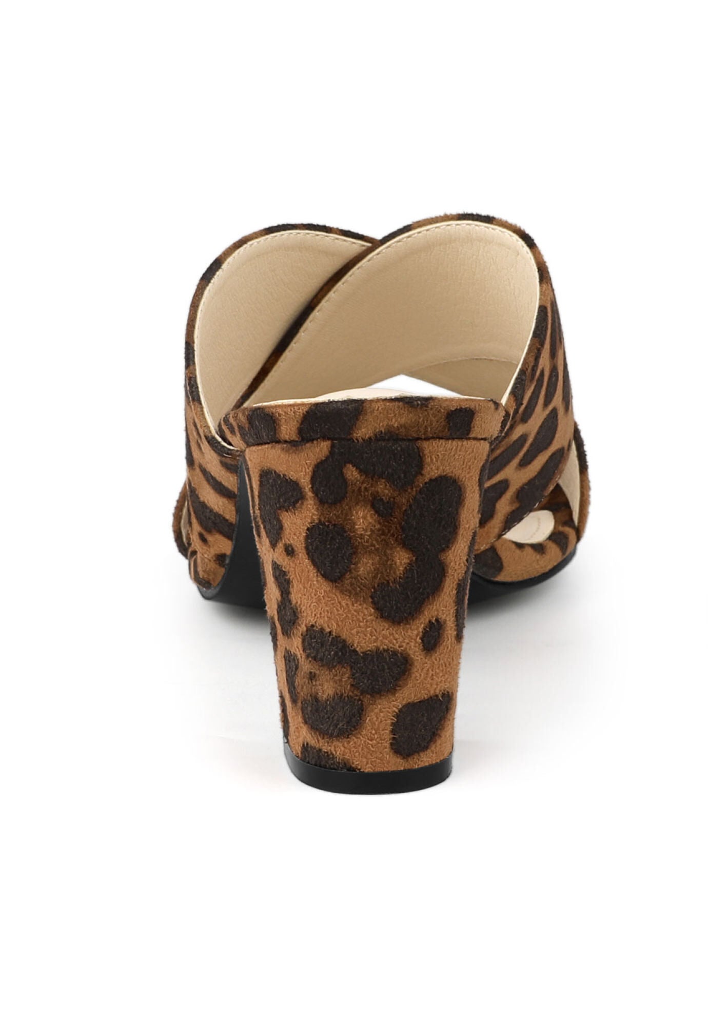 Crisscross Strap Block Heel Slide Sandals, Leopard / Brown, alternate image number 3