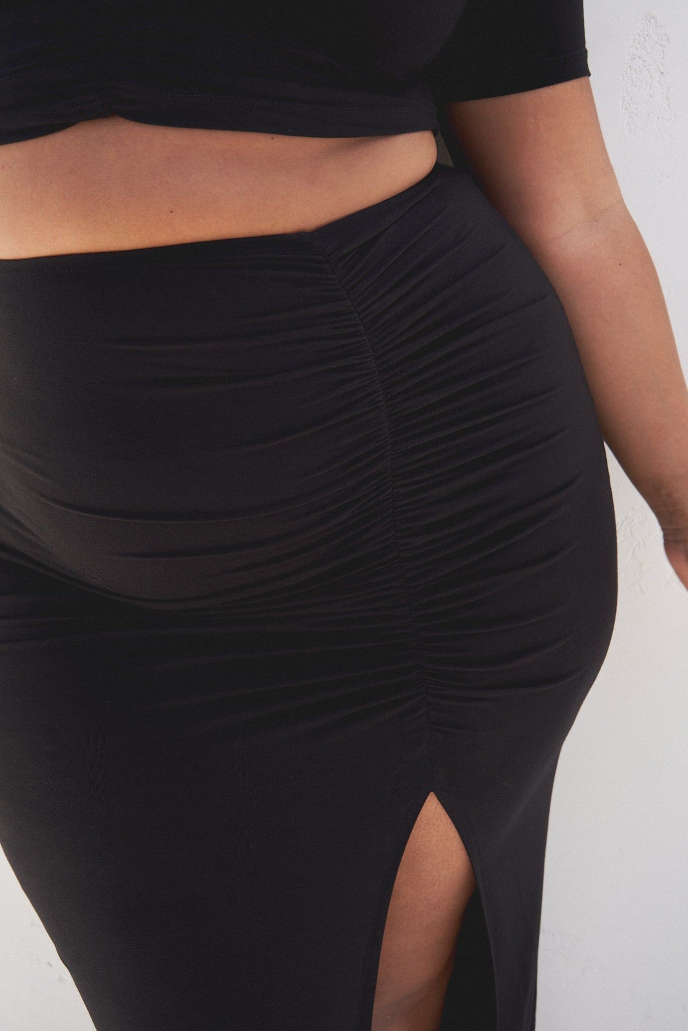 Casey Ruched Maxi Skirt, Black / Black, alternate image number 2